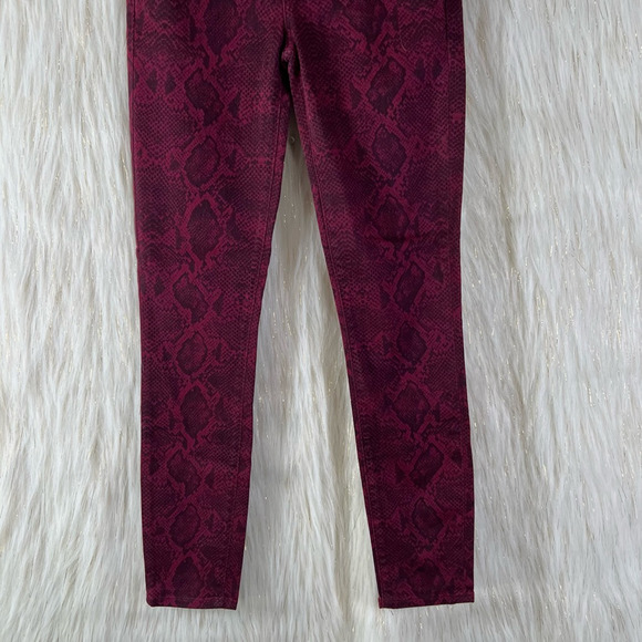 NEW J Brand Womens Mid-Rise Crop Skinny Jeans Snake Boa Oxblood Red Stretch 23 - Picture 3 of 10